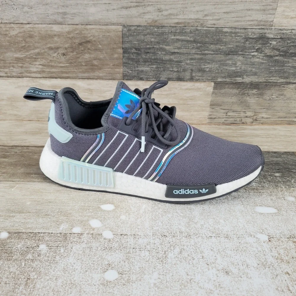 Adidas Originals NMD R1 Womens Shoes Sz 10.5 Running Lace-Up Gray White Sneakers